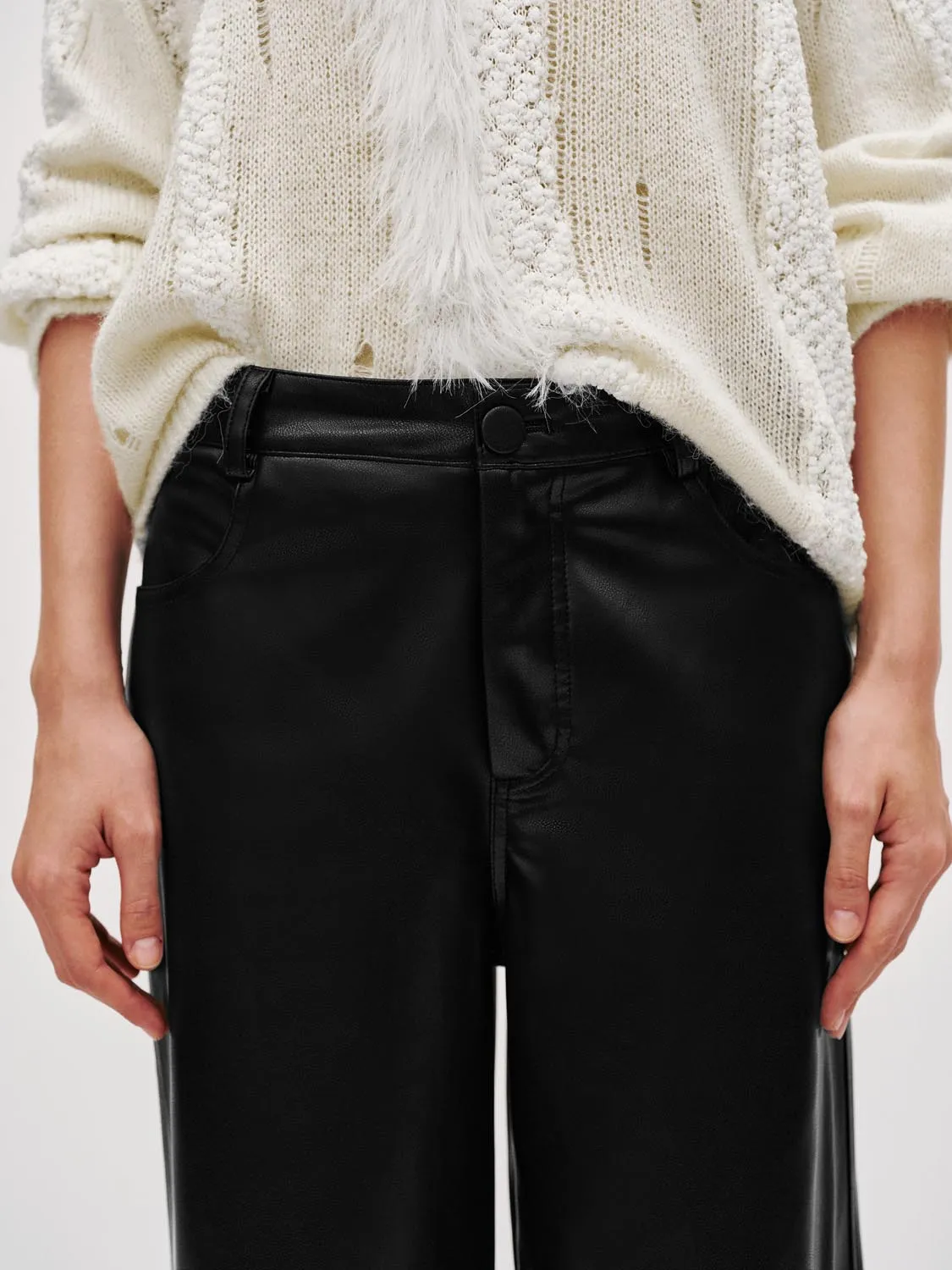 Faux Leather Wide Leg Pants sold by Urban Revivo product image thumbnail 5