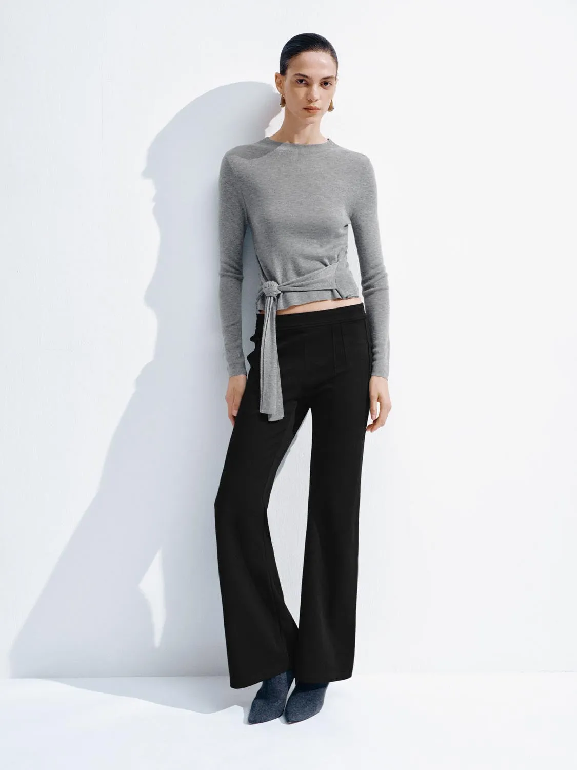 Wool Blend Tie Front Long Sleeve Knitted T-Shirts sold by Urban Revivo product image thumbnail 4