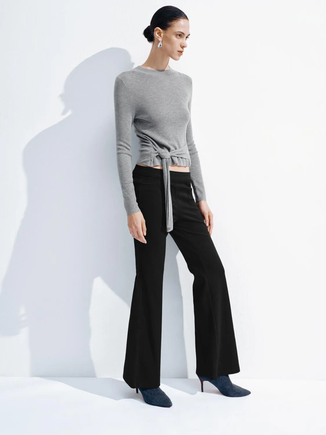 Wool Blend Tie Front Long Sleeve Knitted T-Shirts sold by Urban Revivo product image thumbnail 5