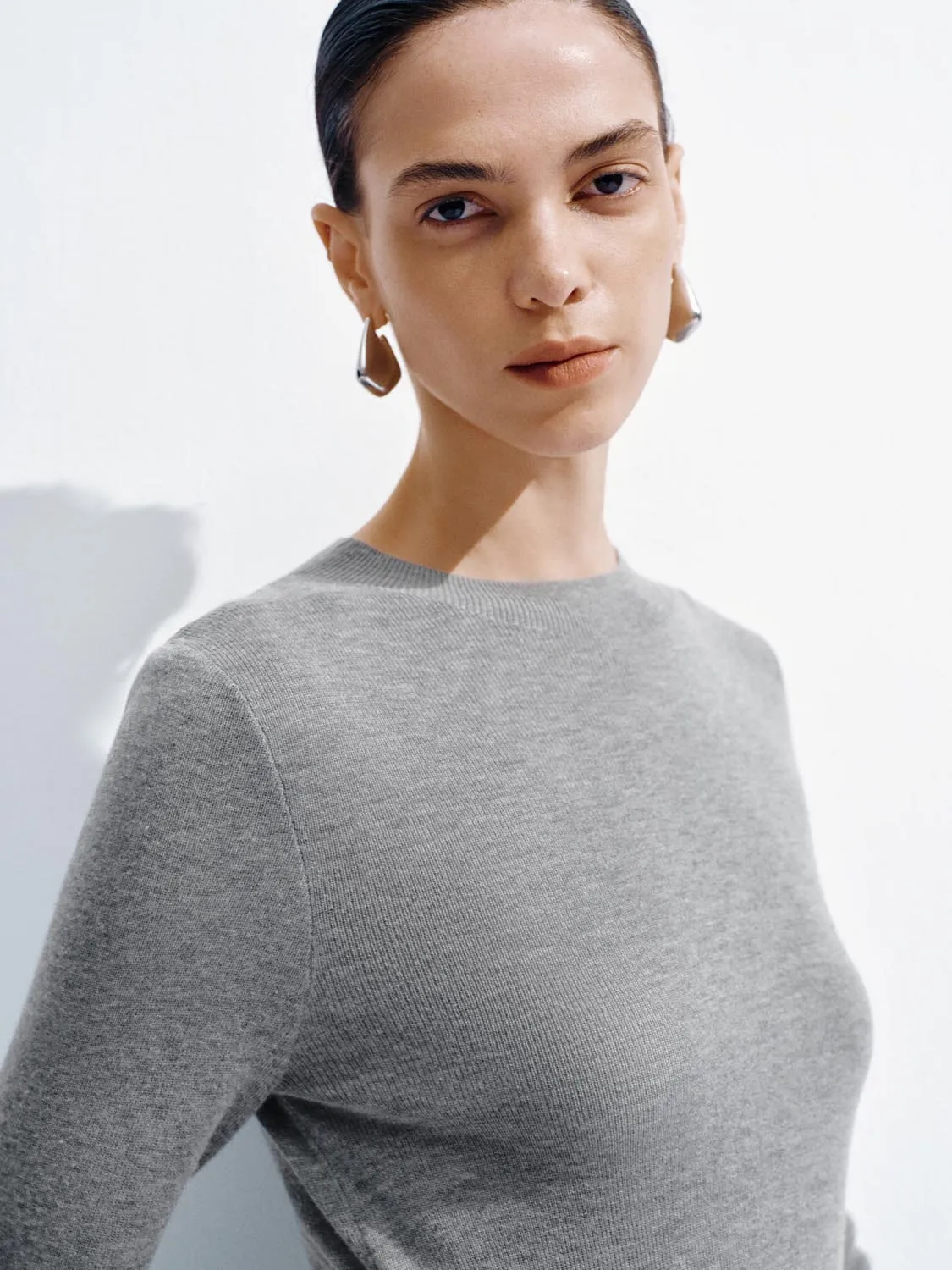 Wool Blend Tie Front Long Sleeve Knitted T-Shirts sold by Urban Revivo product image thumbnail 3