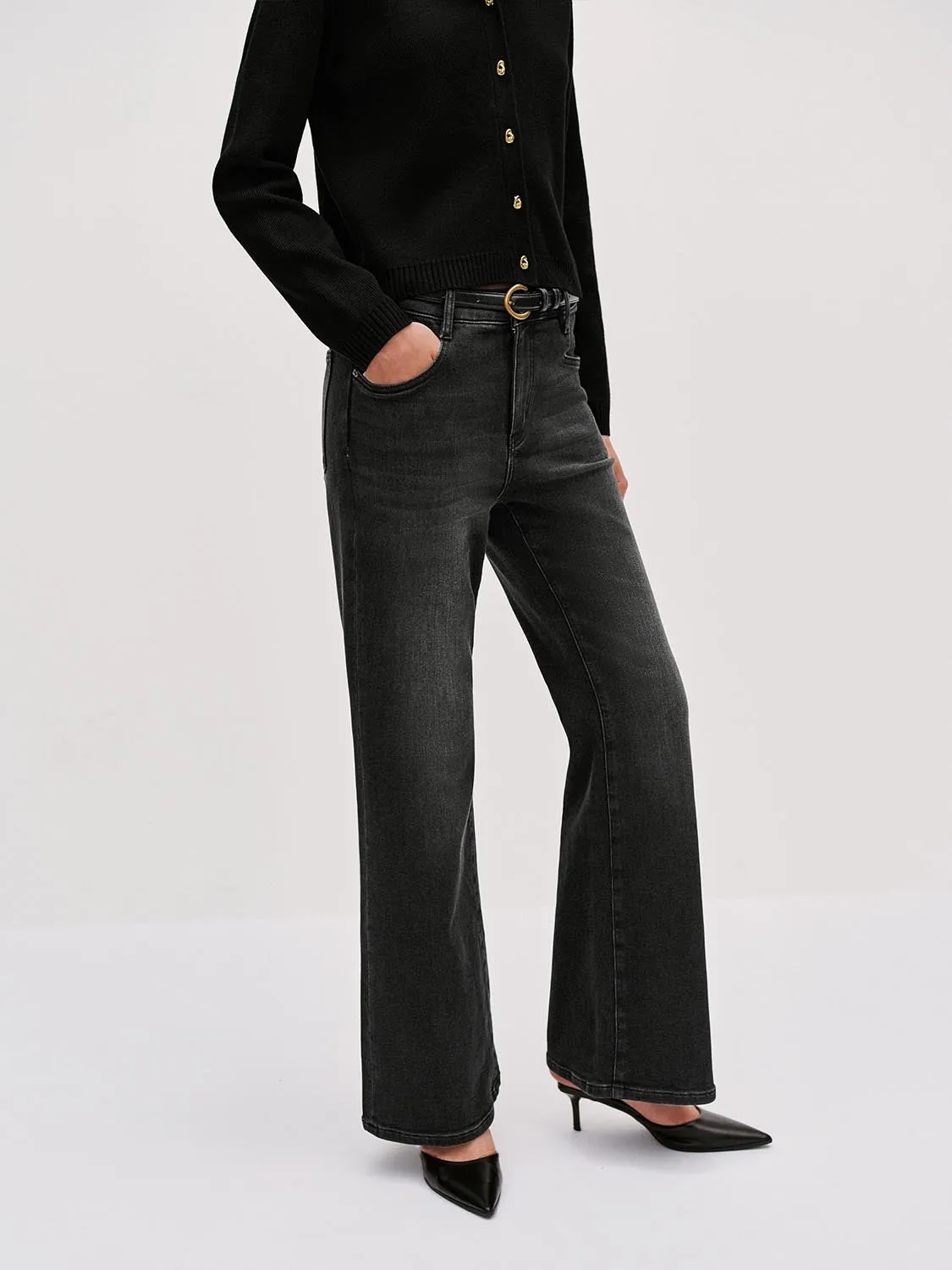 Belted Flare Leg Jeans sold by Urban Revivo product image thumbnail 3