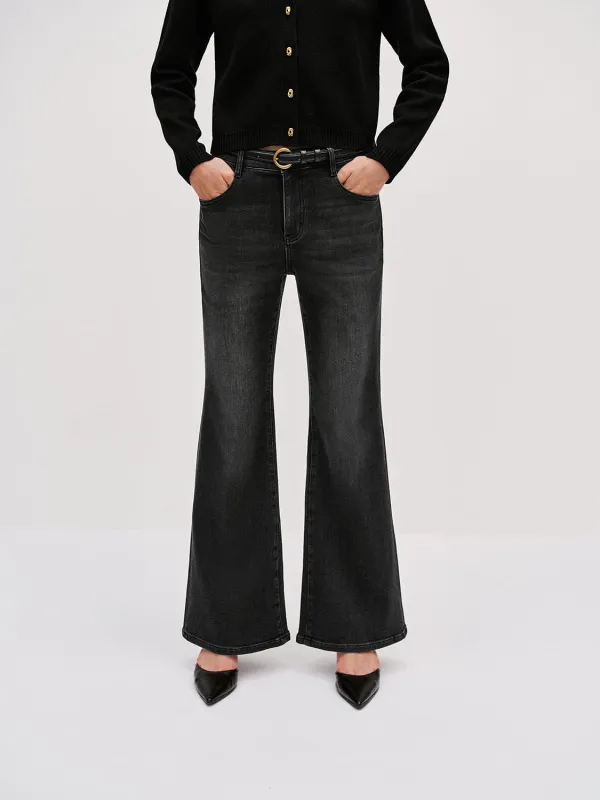 Belted Flare Leg Jeans sold by Urban Revivo