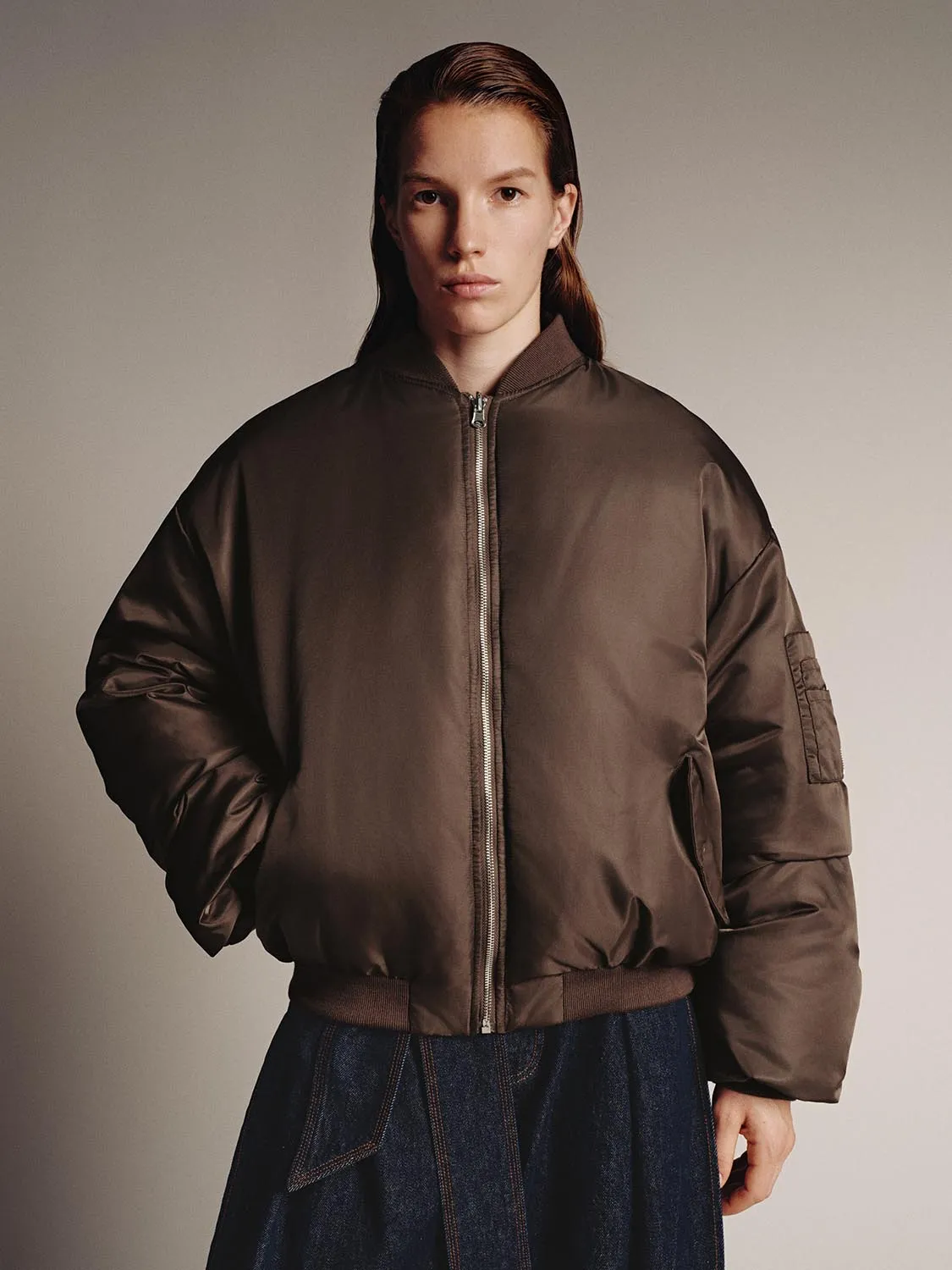 Bubble Hem Down Bomber Jackets sold by Urban Revivo