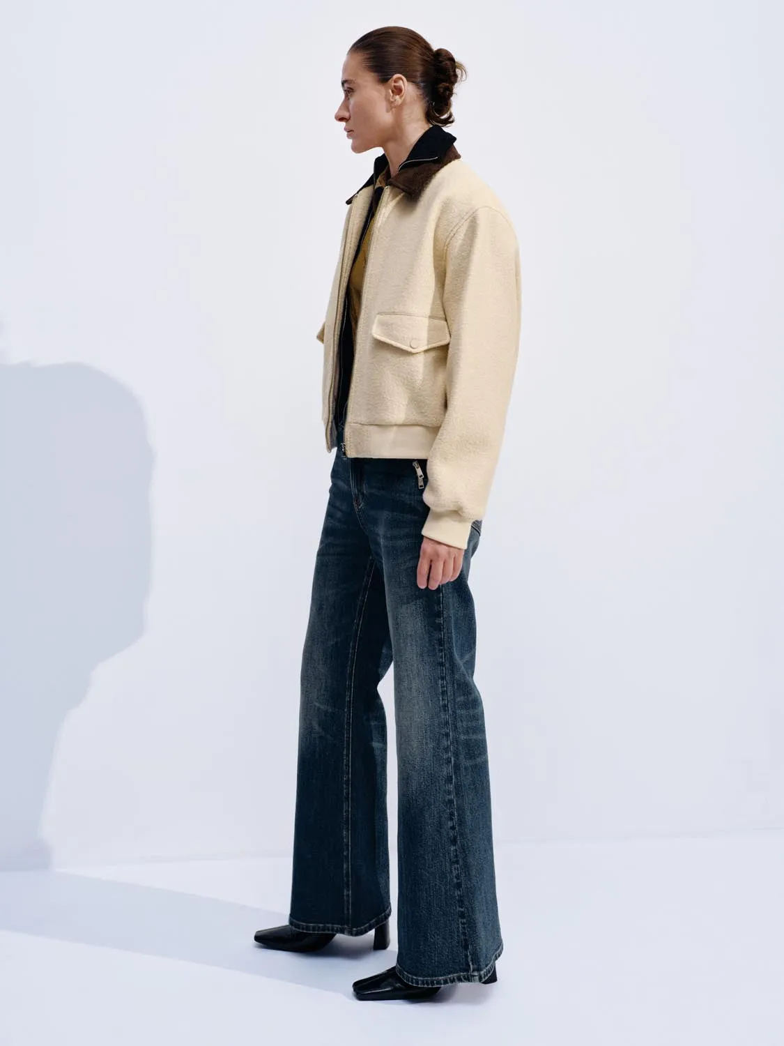 Wool Blend Flap Pockets Contrast Collar Bomber Jackets sold by Urban Revivo product image thumbnail 4