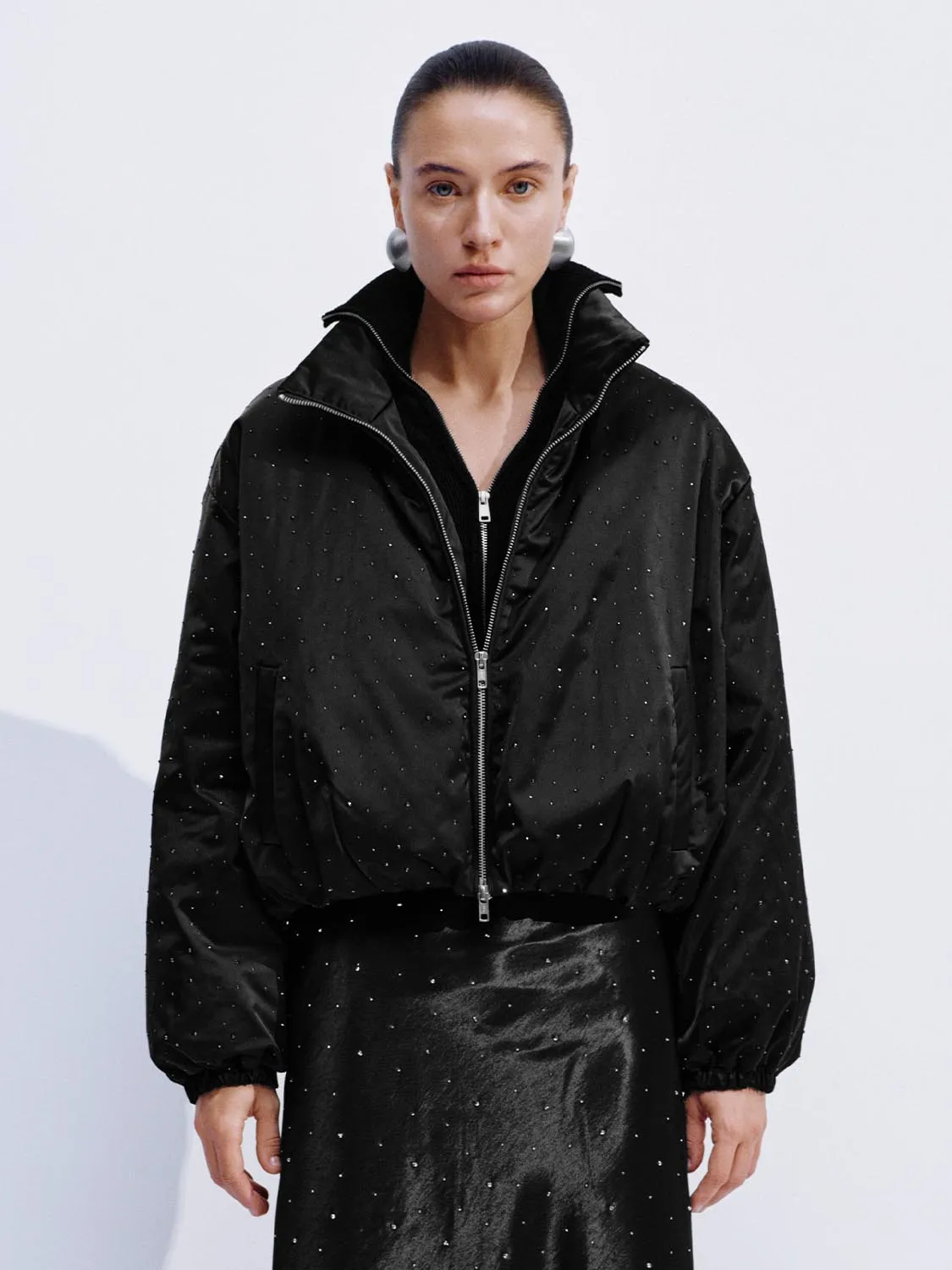 High Neck Polka Dot Down Jacket sold by Urban Revivo