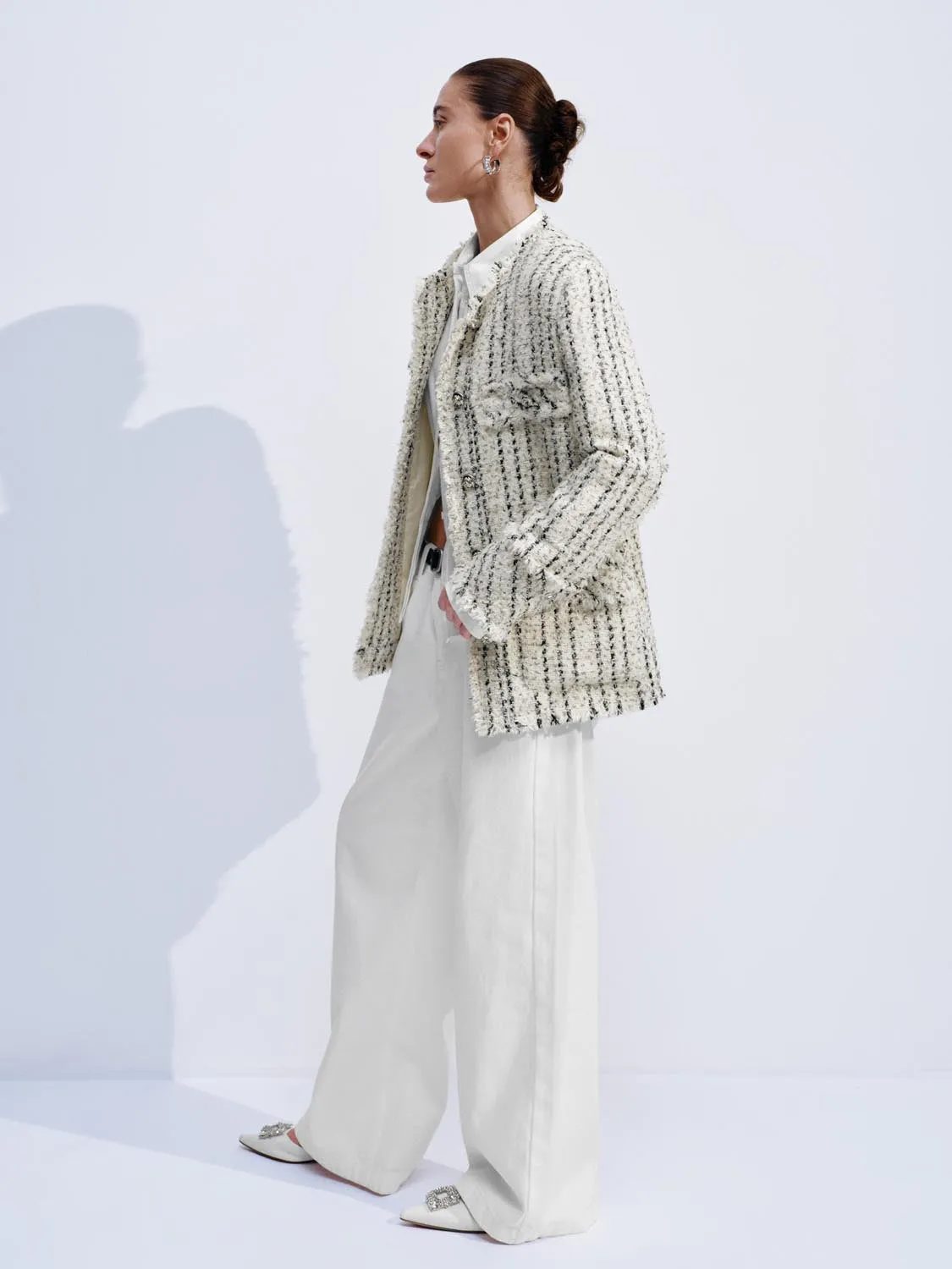 Raw Hem Striped Tweed Jackets sold by Urban Revivo product image thumbnail 5