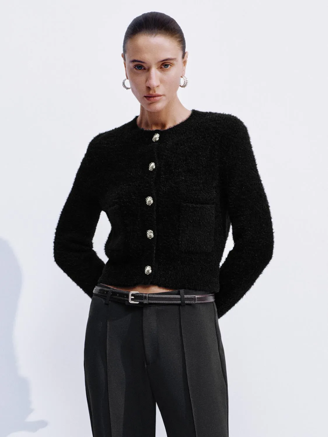 Fluffy Patch Pockets Knitted Cardigans sold by Urban Revivo