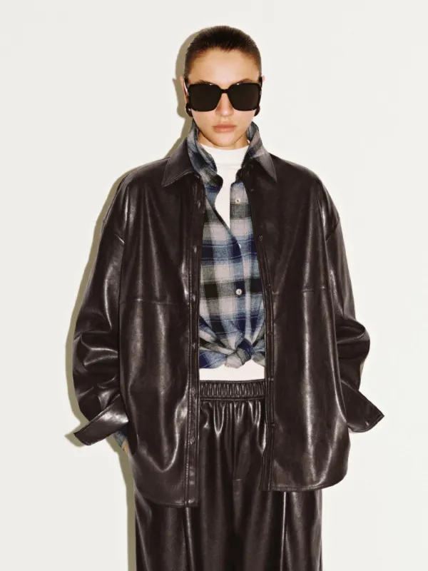 Loose Fit Faux Leather Shirts sold by Urban Revivo