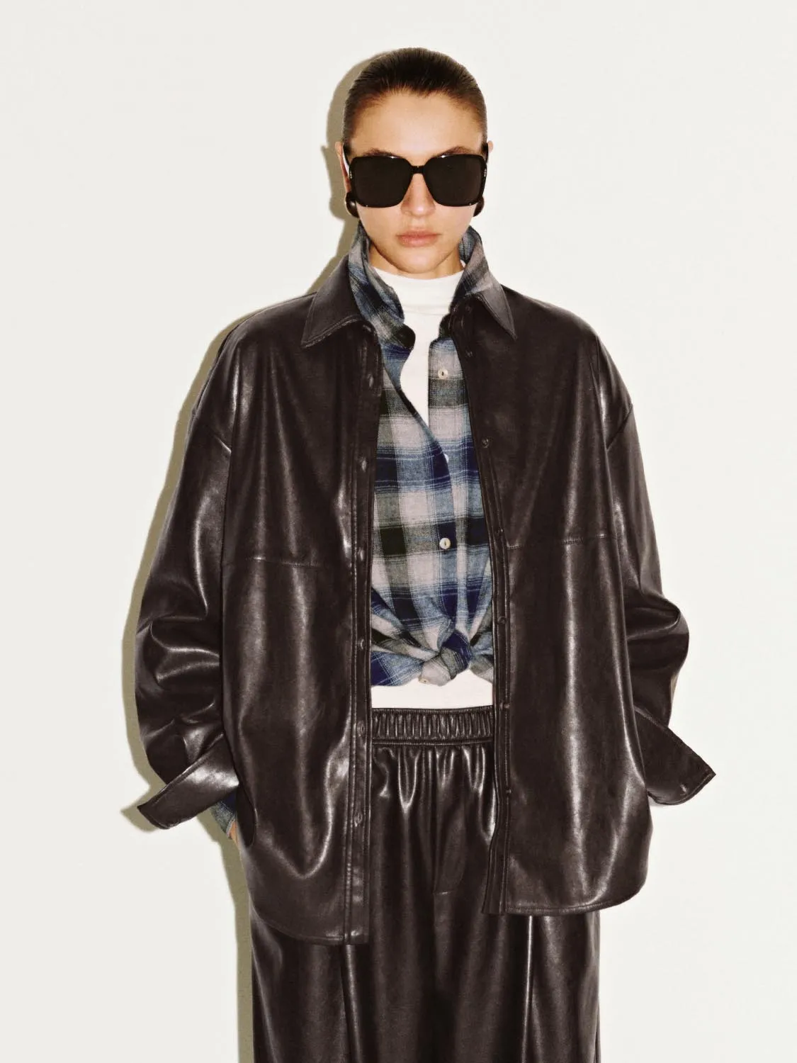 Loose Fit Faux Leather Shirts sold by Urban Revivo