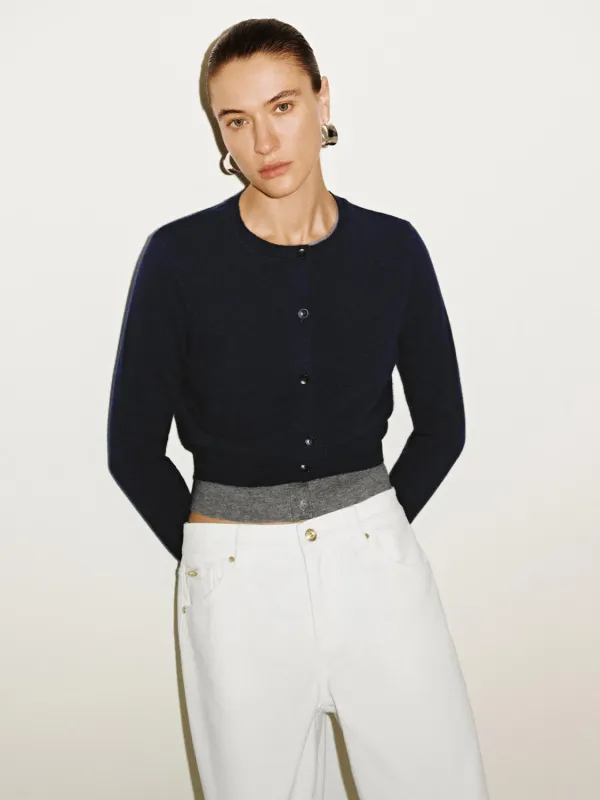 Contrast Hem Crew Neck Knitted Cardigans sold by Urban Revivo