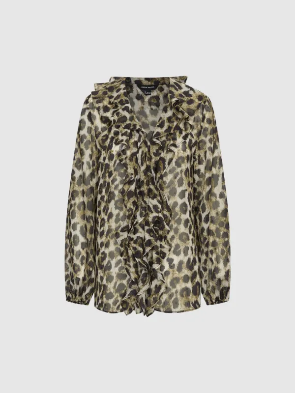 Ruffle Collar V-Neck Shirt sold by Urban Revivo