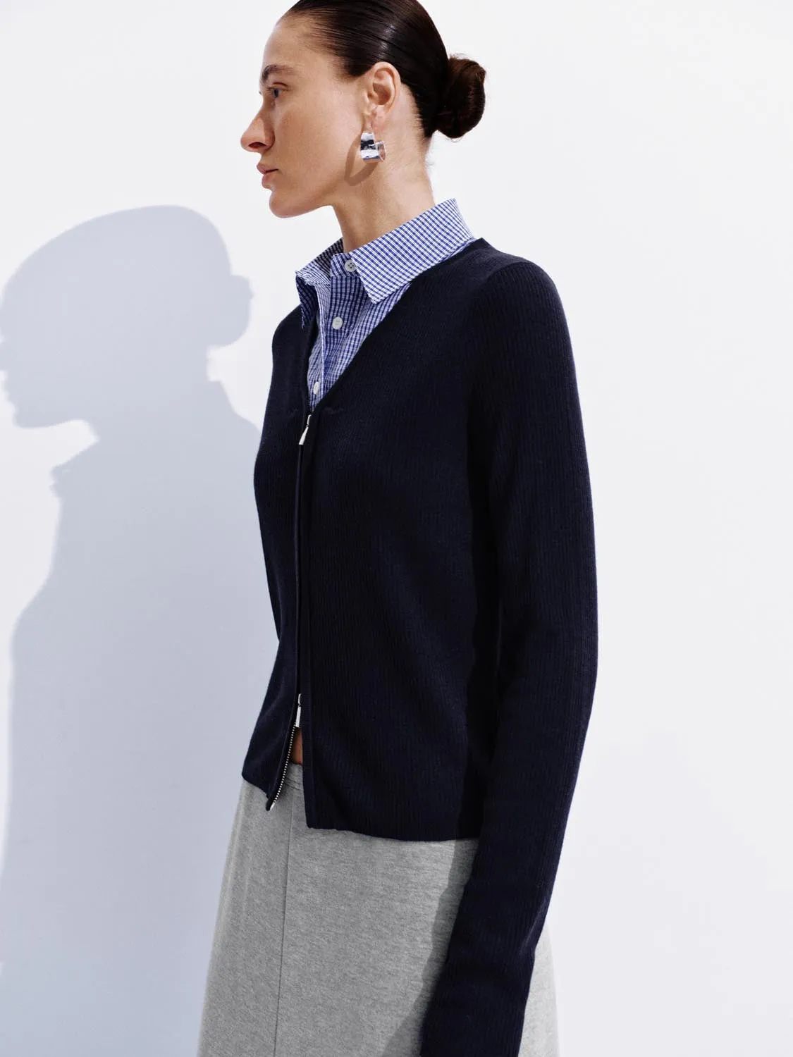 2 In 1 Zip Up Knitted Cardigans sold by Urban Revivo product image thumbnail 2
