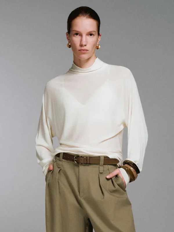 Mock Neck Long Sleeve Knitted T-Shirts sold by Urban Revivo