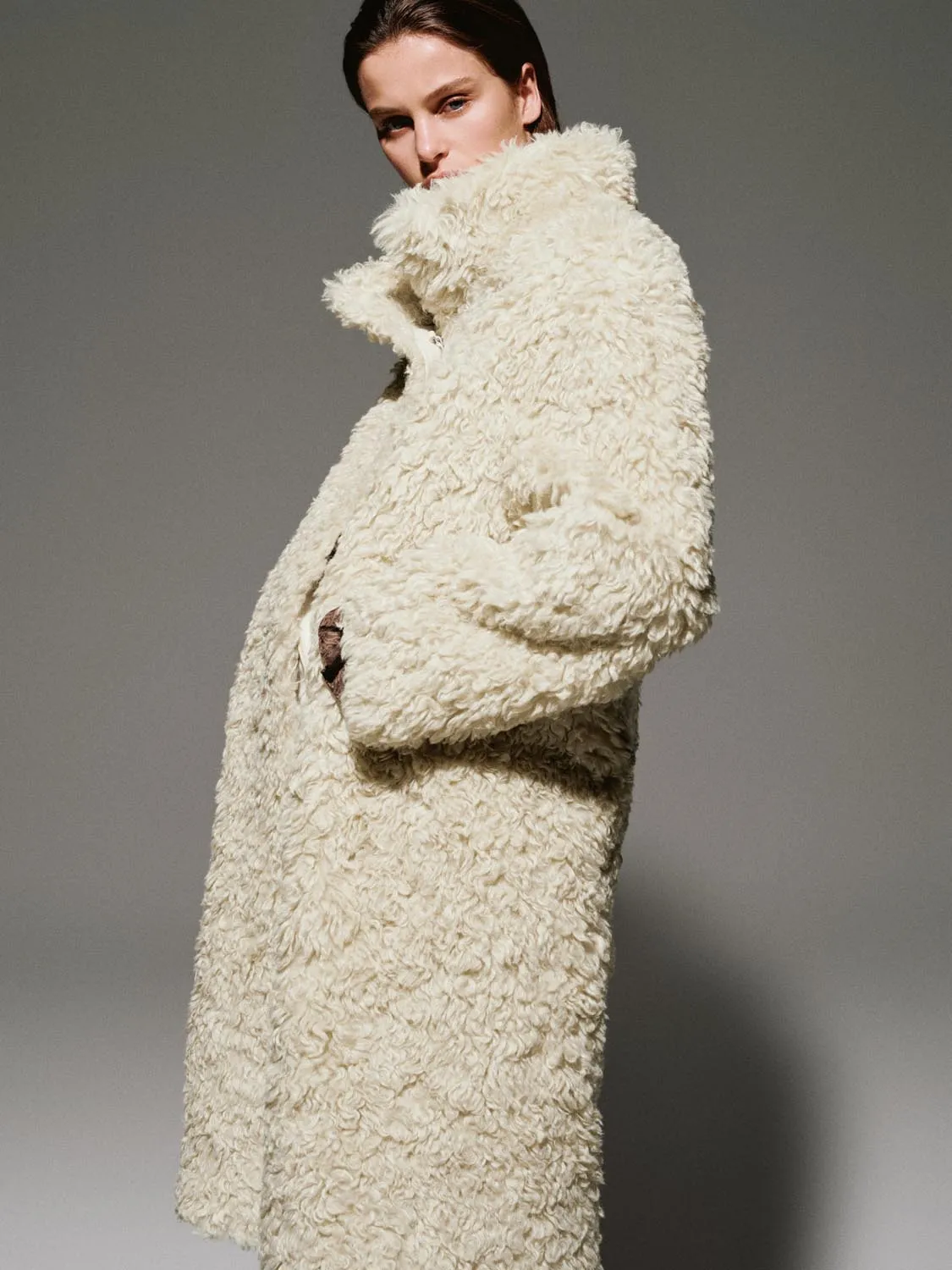 Oversized High Neck Plush Coats sold by Urban Revivo product image thumbnail 2