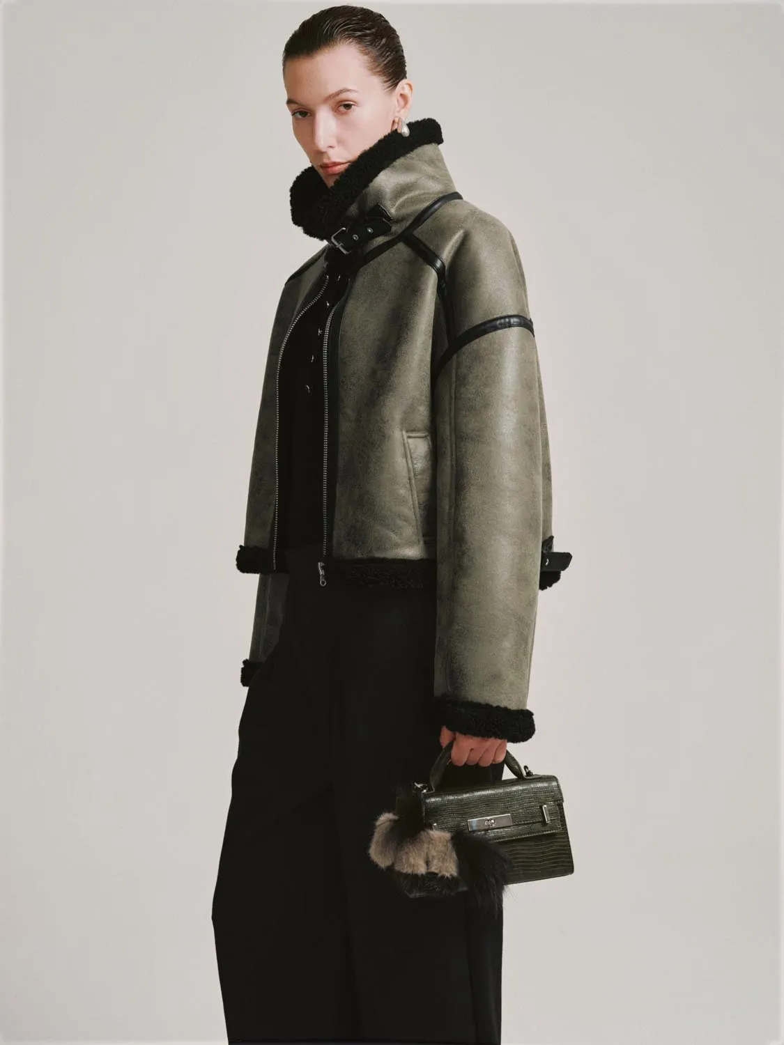 Contrast Hem Faux Leather Jackets sold by Urban Revivo product image thumbnail 2