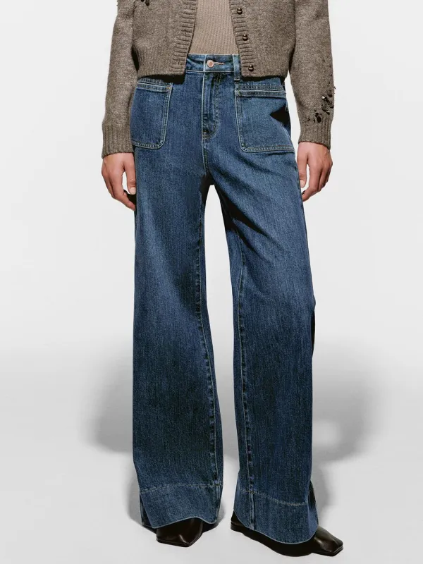 Stitch Flare Leg Jeans sold by Urban Revivo