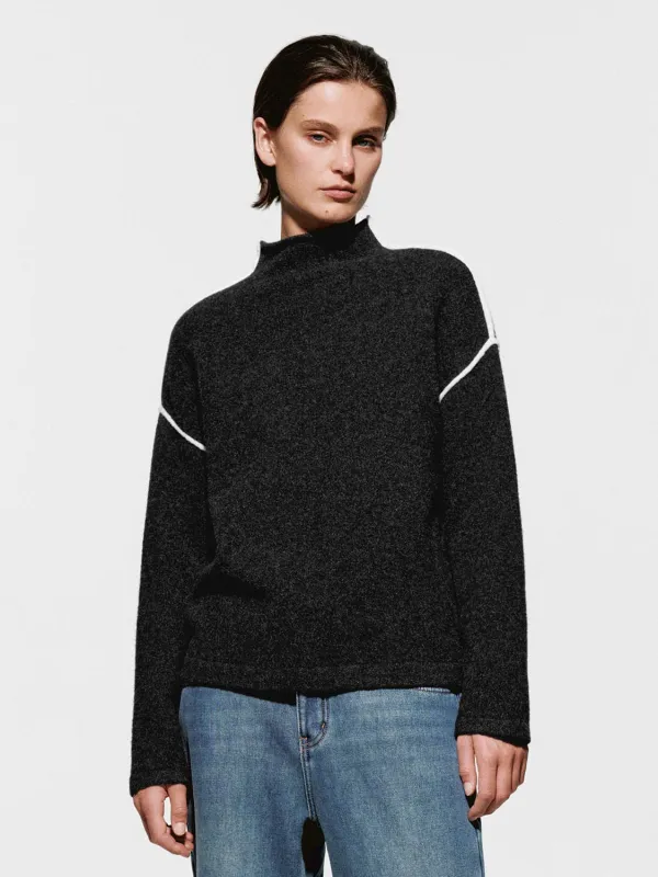 Mock Neck Long Sleeve Knitted T-Shirts sold by Urban Revivo