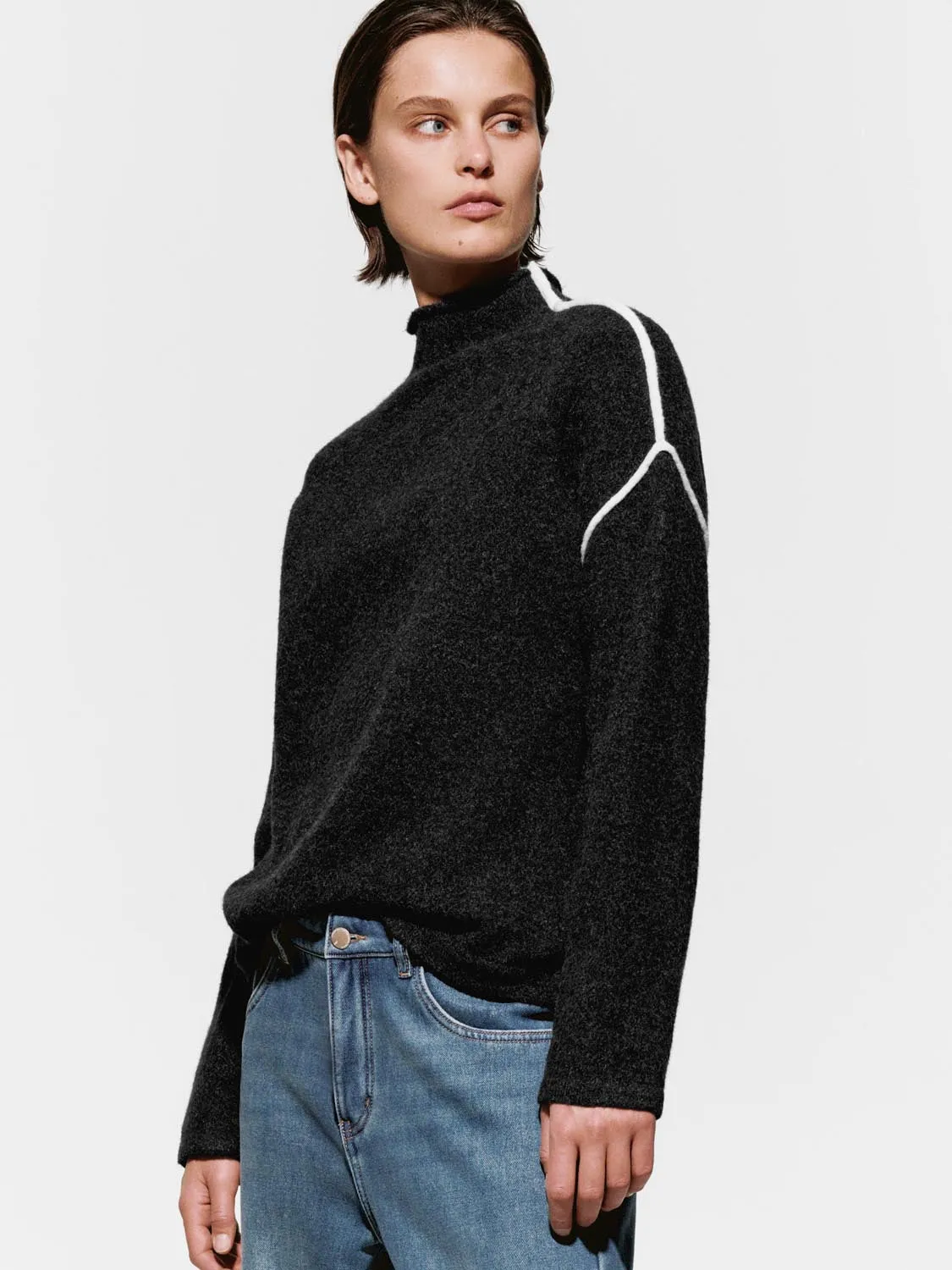 Mock Neck Long Sleeve Knitted T-Shirts sold by Urban Revivo product image thumbnail 2