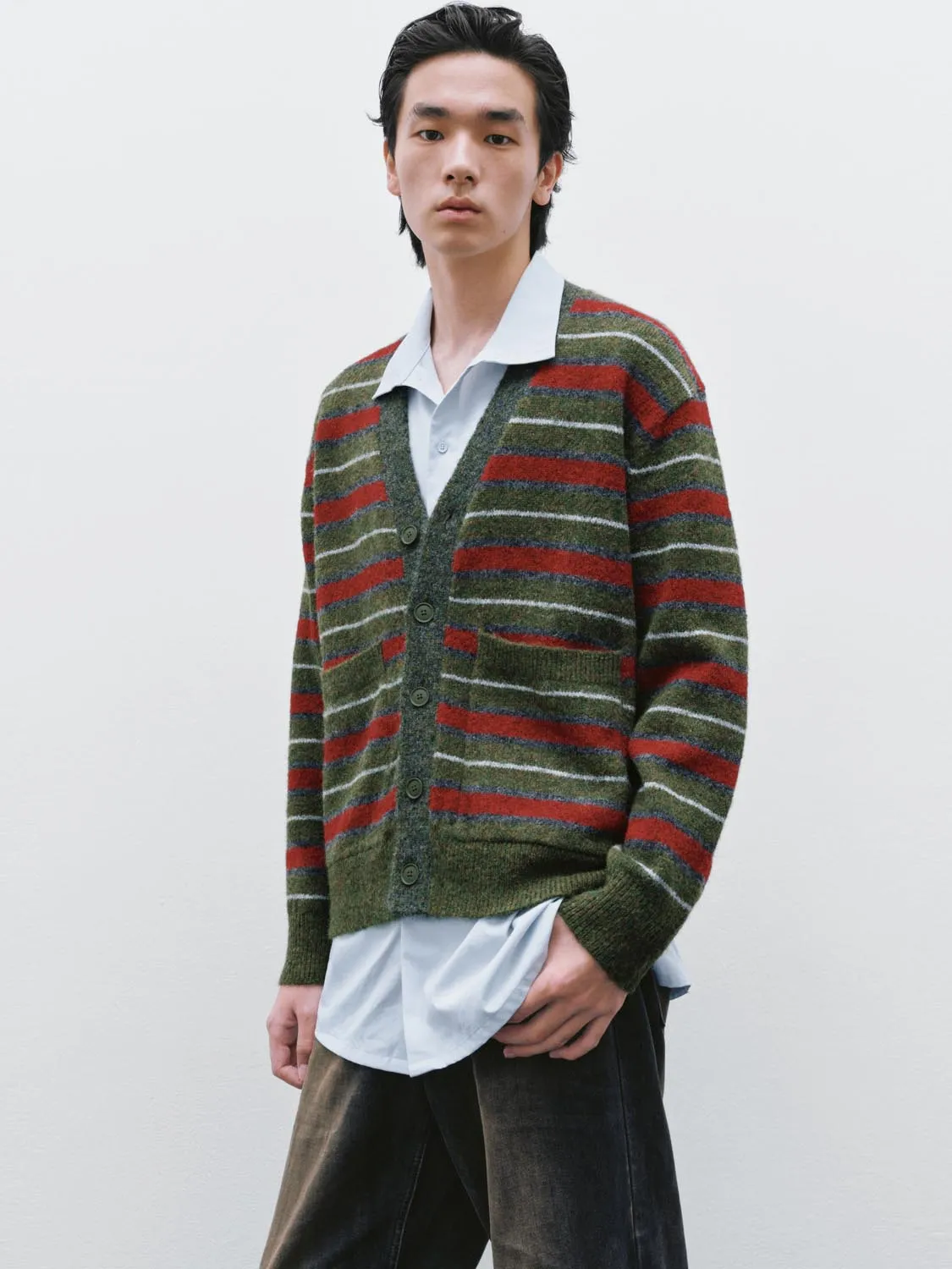 V-Neck Striped Knitted Cardigans sold by Urban Revivo product image thumbnail 2