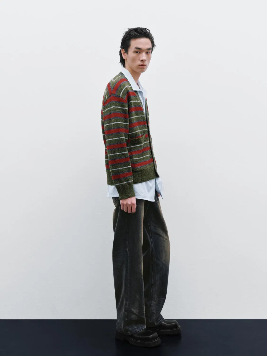 V-Neck Striped Knitted Cardigans sold by Urban Revivo product image thumbnail 5