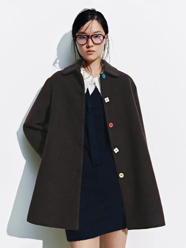 Wool Blend Collared Button Detail Coats sold by Urban Revivo