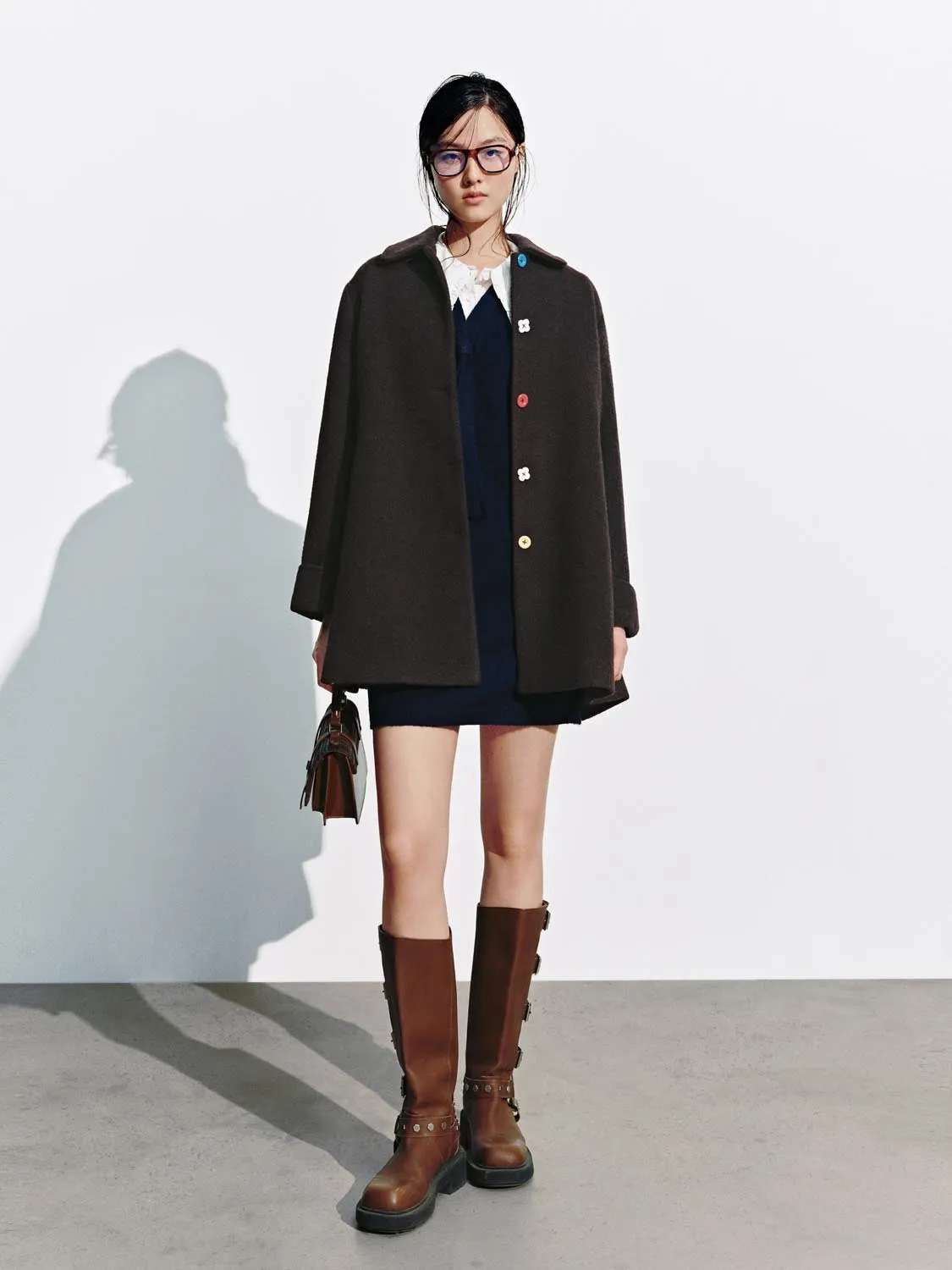 Wool Blend Collared Button Detail Coats sold by Urban Revivo product image thumbnail 4