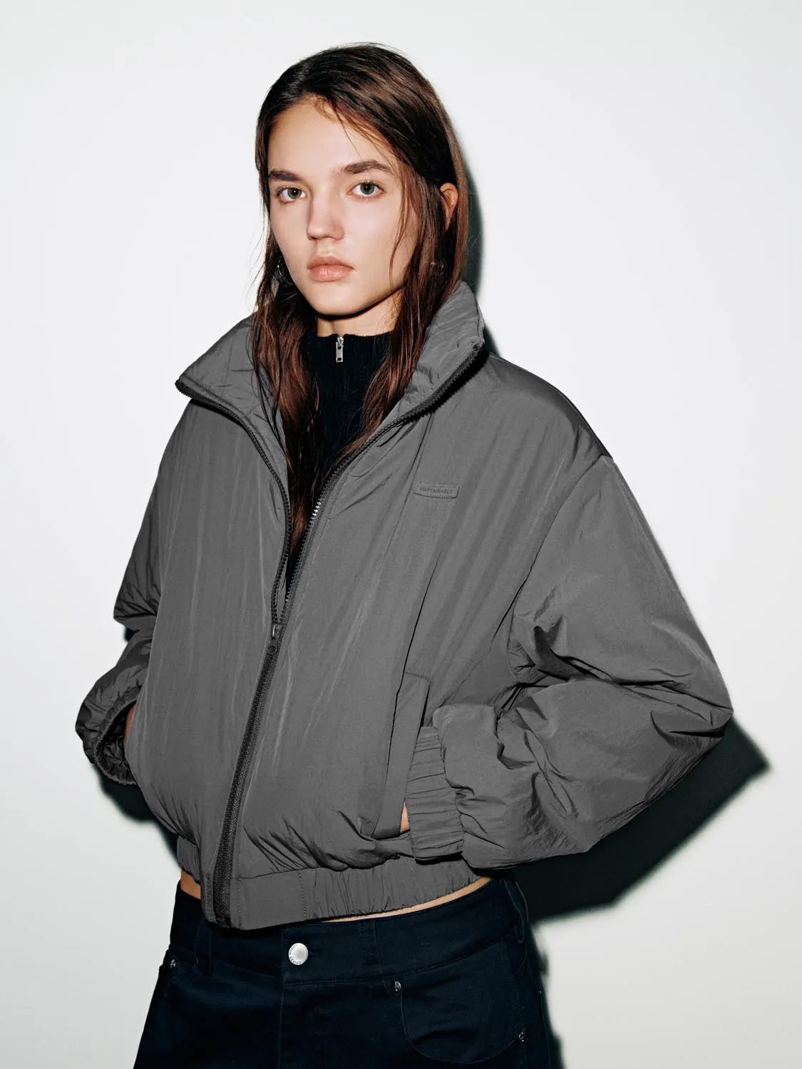 Collared Padded Bomber Jackets sold by Urban Revivo product image thumbnail 2