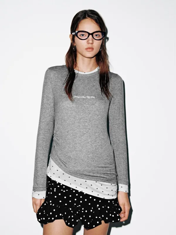 2 In 1 Ruched Long Sleeve T-Shirts sold by Urban Revivo