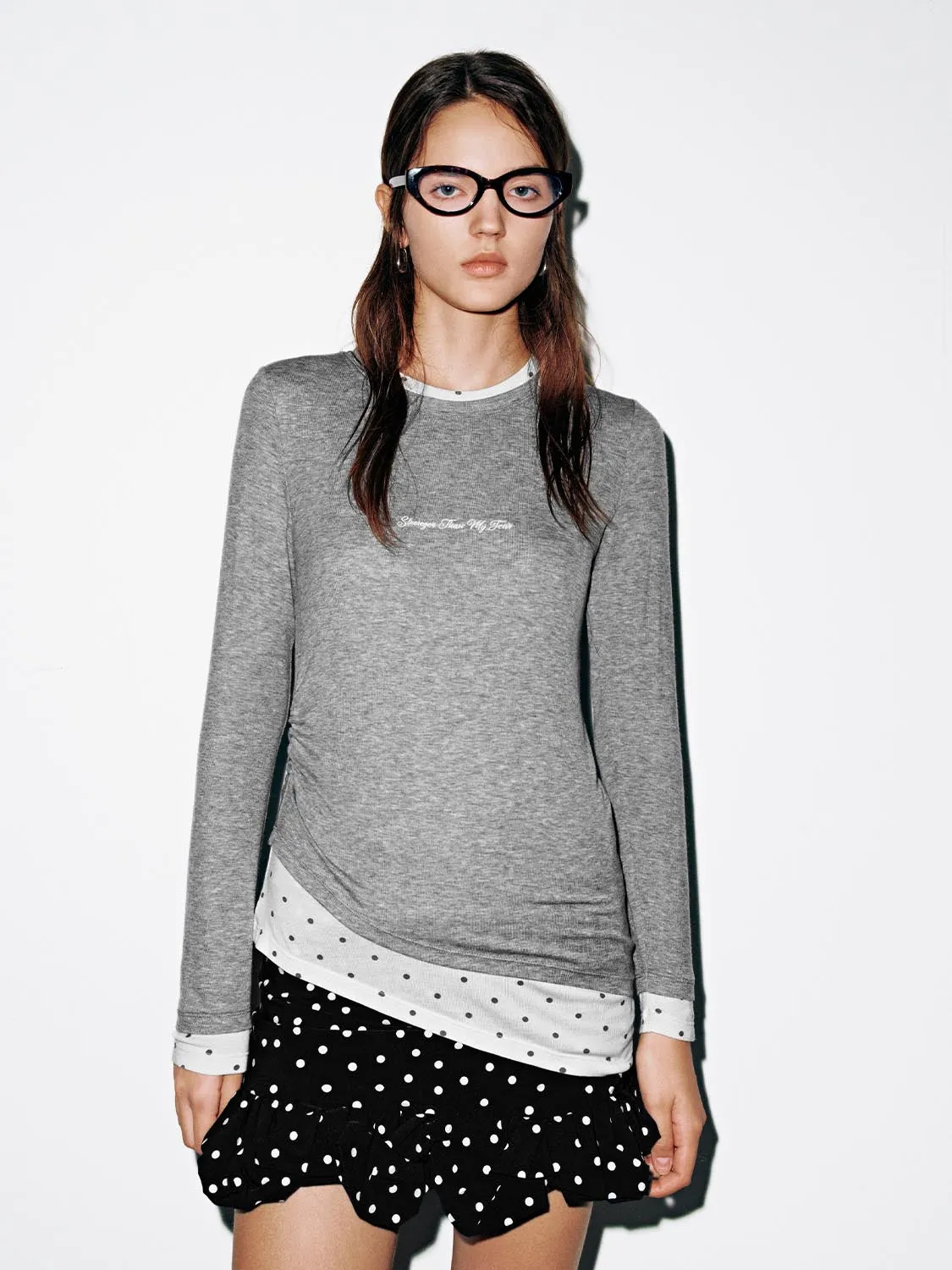 2 In 1 Ruched Long Sleeve T-Shirts sold by Urban Revivo