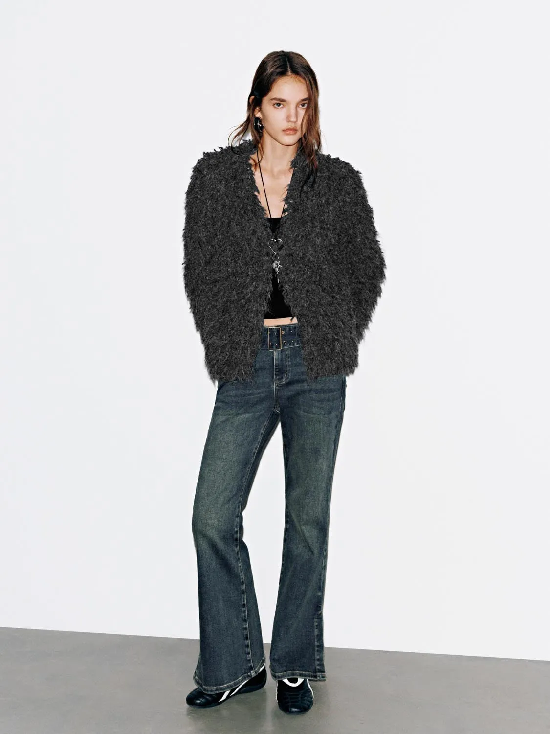 V-Neck Fluffy Knitted Cardigans sold by Urban Revivo product image thumbnail 4