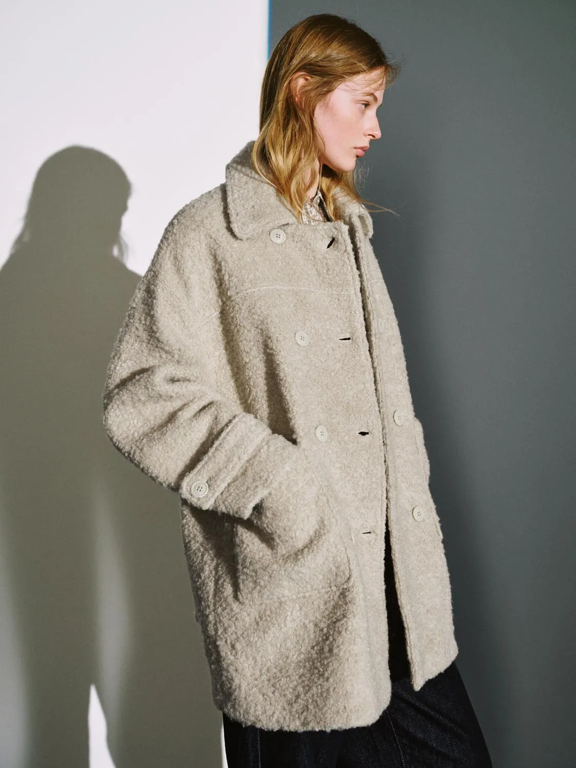 Wool Blend Double Breasted Patch Pocket Coats sold by Urban Revivo product image thumbnail 2