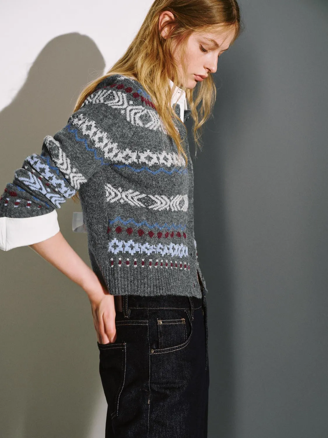Striped Intarsia Knitted Cardigans sold by Urban Revivo product image thumbnail 2