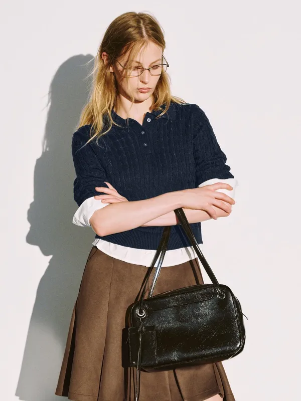 2 In 1 Long Sleeve Braid Knitted T-Shirts sold by Urban Revivo