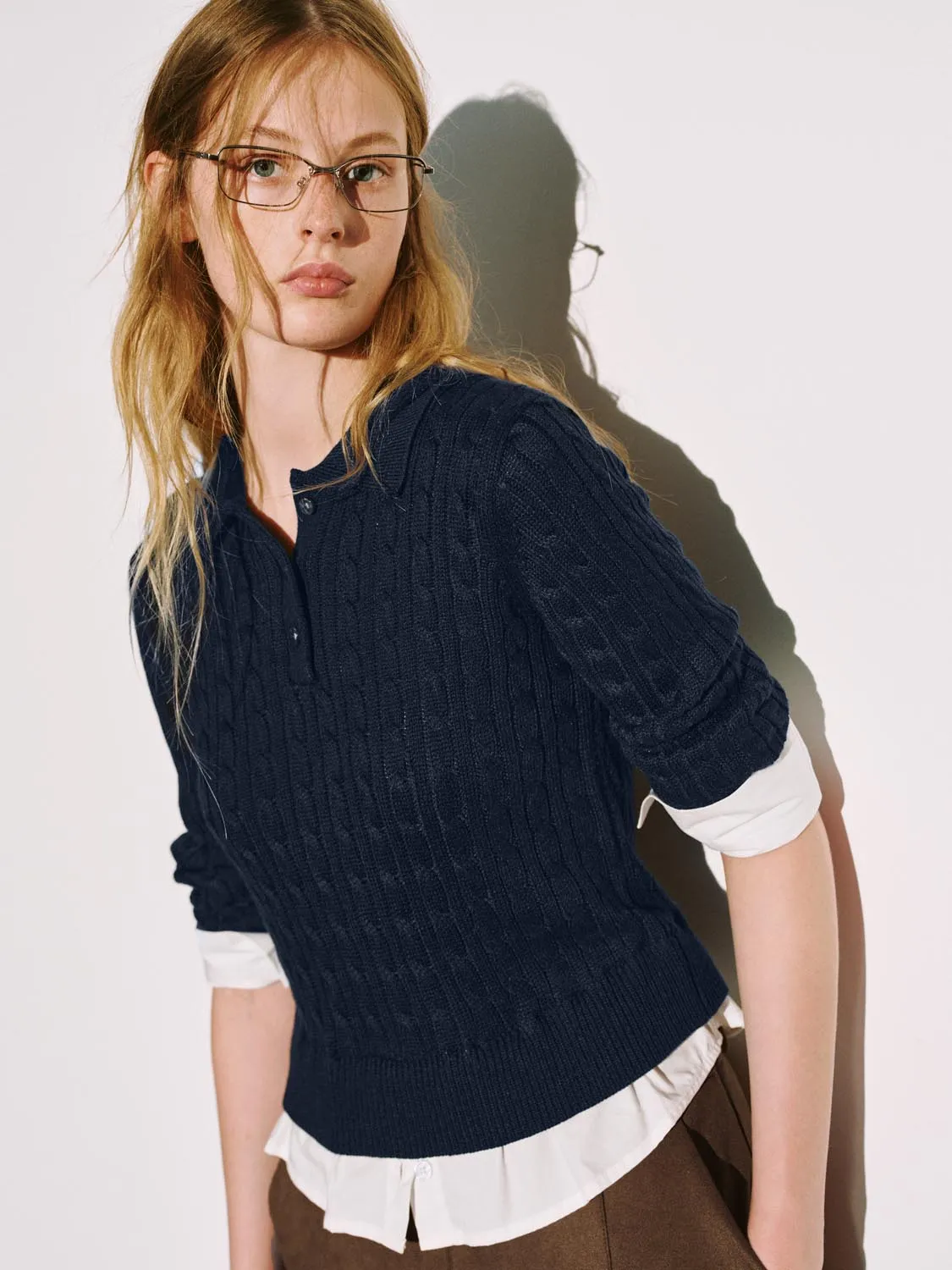 2 In 1 Long Sleeve Braid Knitted T-Shirts sold by Urban Revivo product image thumbnail 3