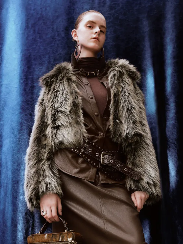 Collared Faux Fur Coats sold by Urban Revivo