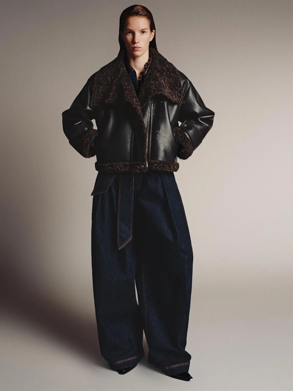 Large Collar Faux Leather Jackets sold by Urban Revivo product image thumbnail 4