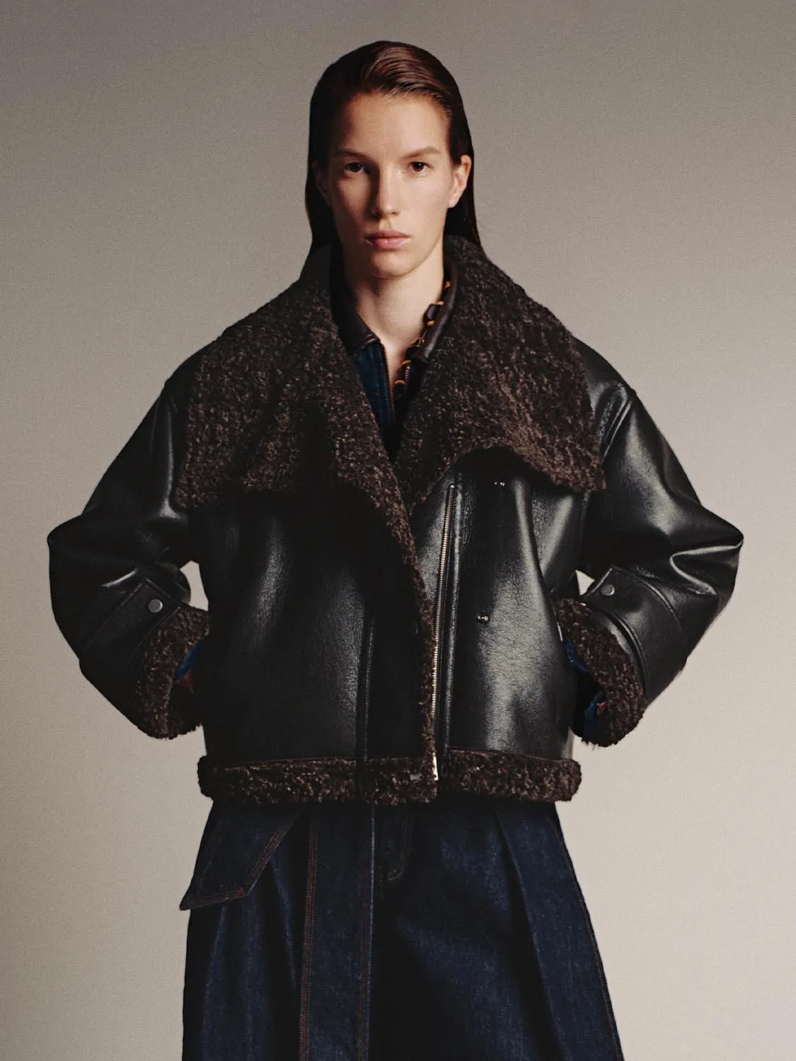 Large Collar Faux Leather Jackets sold by Urban Revivo