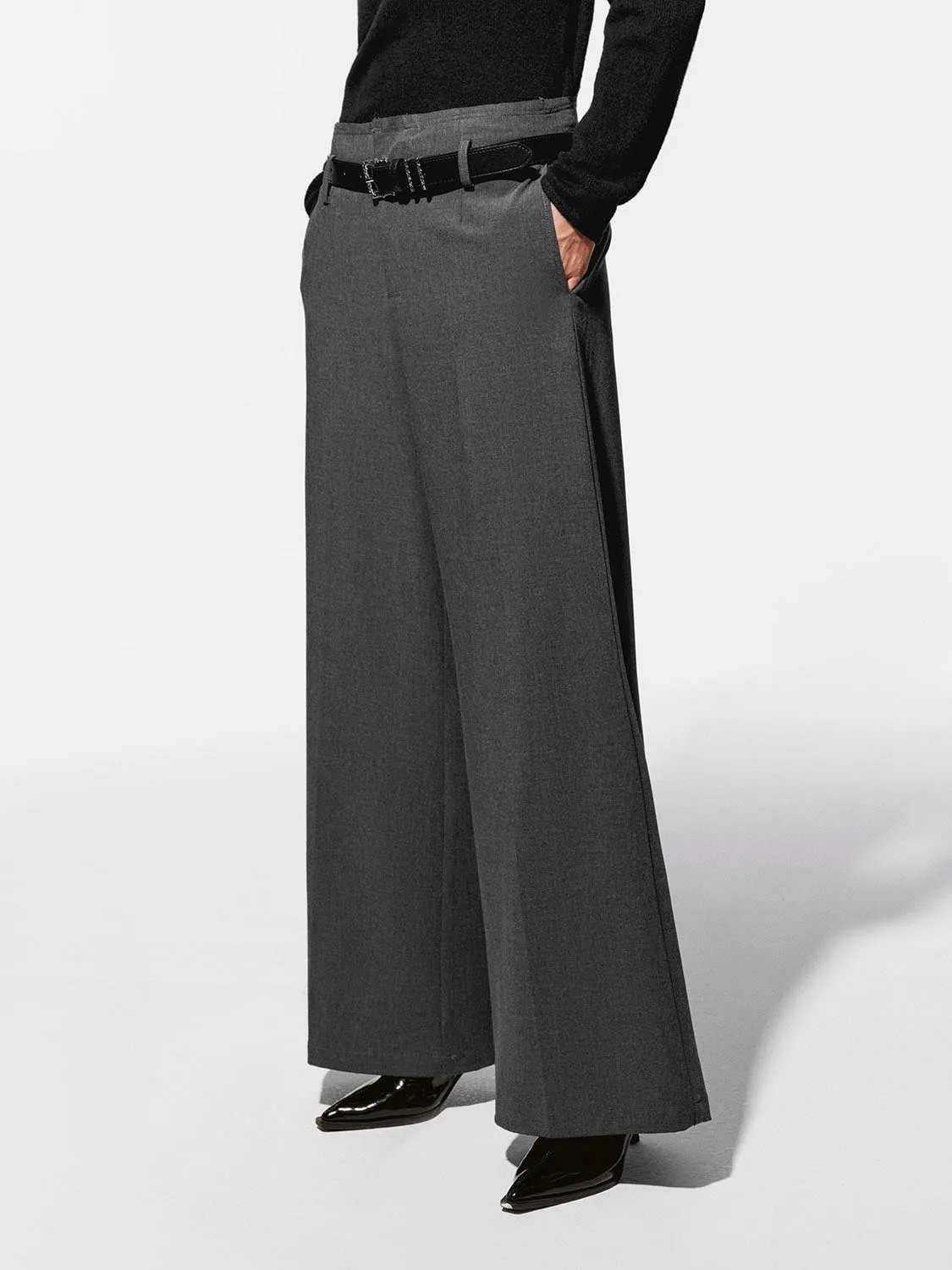Belted Tailored Wide Leg Pants sold by Urban Revivo product image thumbnail 3