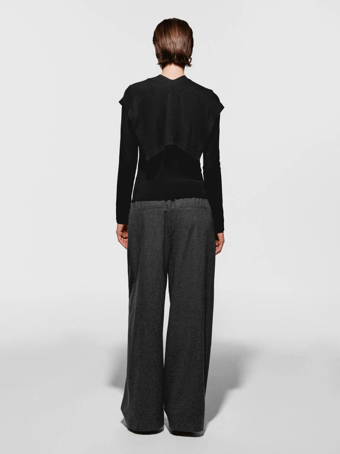 Wool Blend Drawstring Pull On Wide Leg Pants sold by Urban Revivo product image thumbnail 4