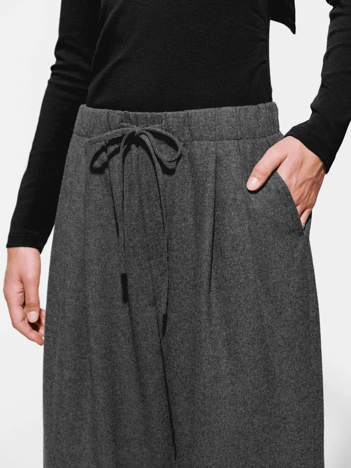 Wool Blend Drawstring Pull On Wide Leg Pants sold by Urban Revivo product image thumbnail 5