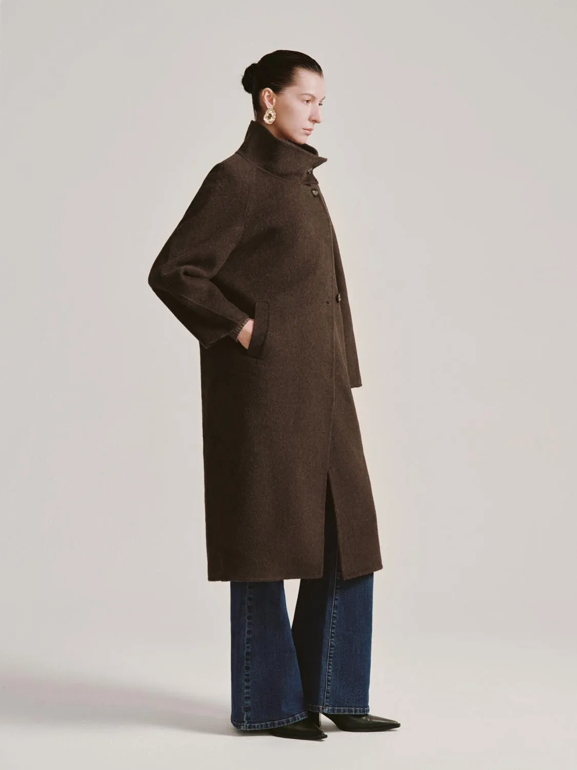 Wool Blend Oversize Funnel Neck Coats sold by Urban Revivo product image thumbnail 4