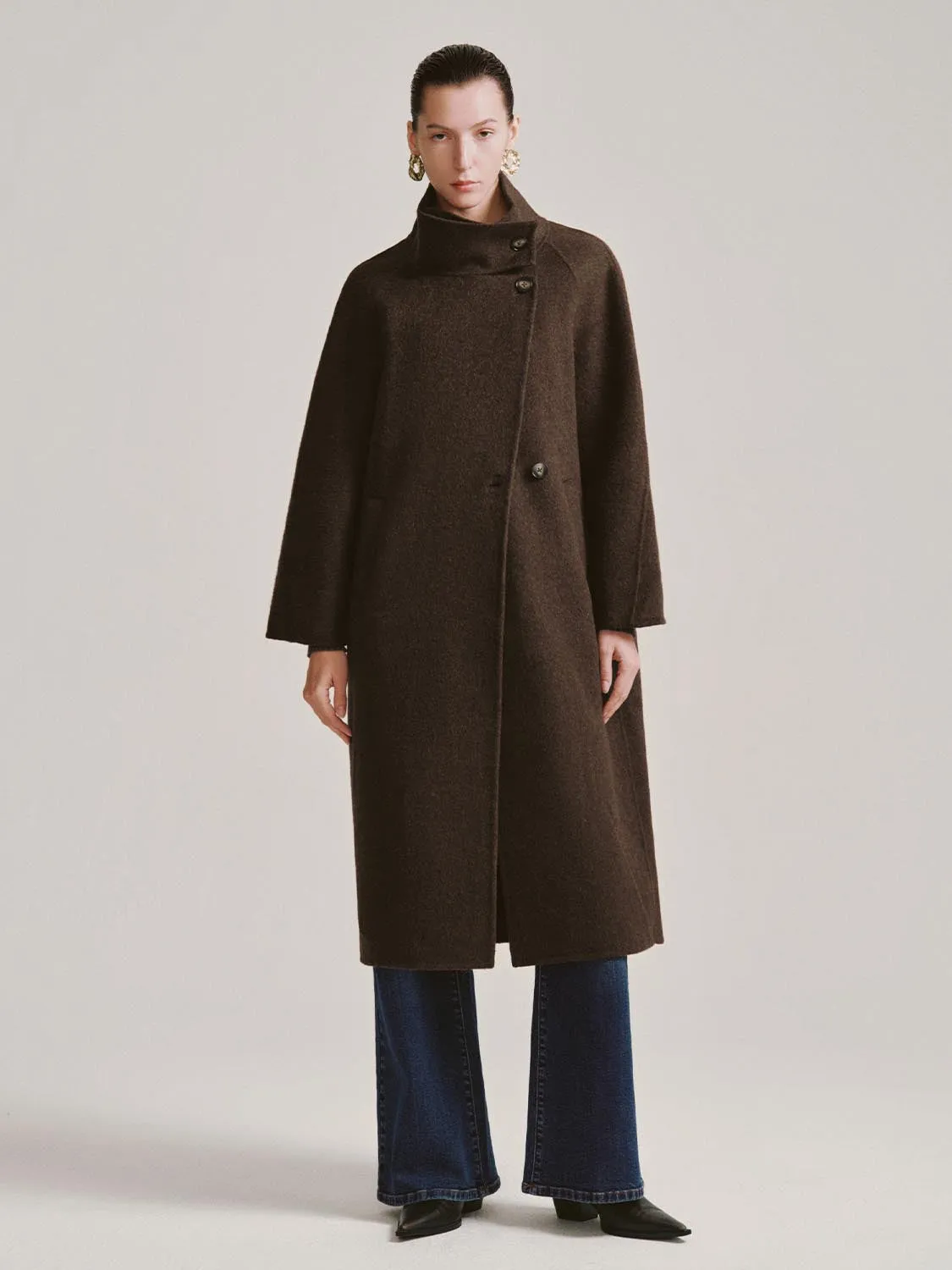 Wool Blend Oversize Funnel Neck Coats sold by Urban Revivo product image thumbnail 2