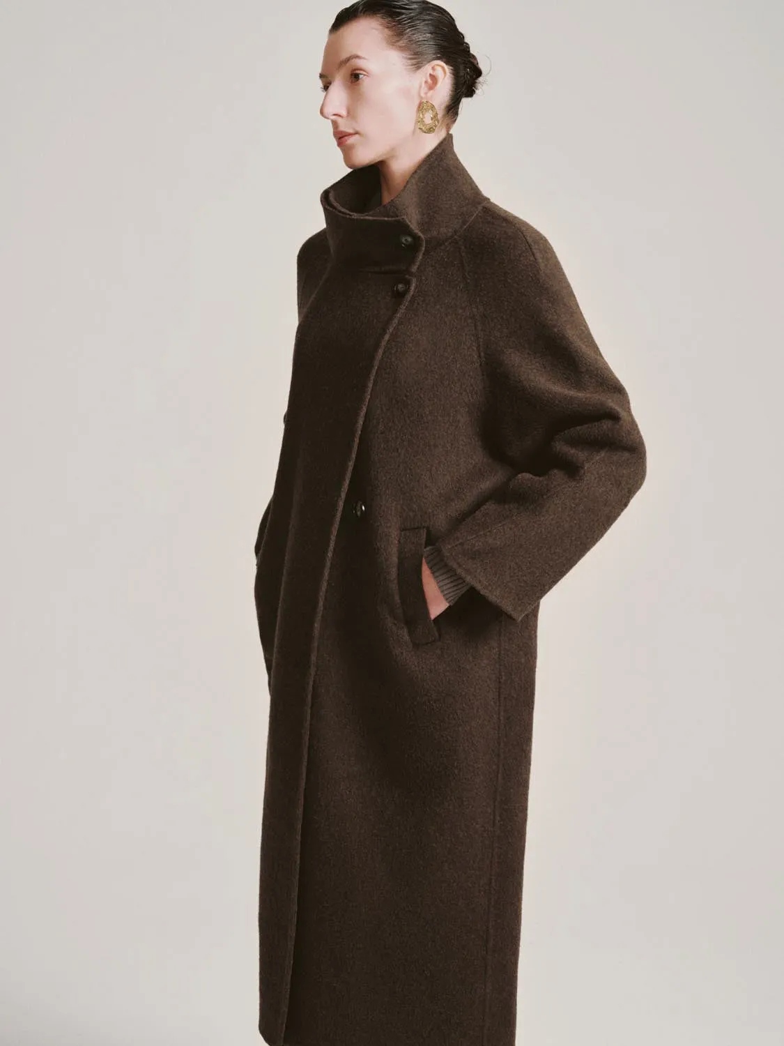 Wool Blend Oversize Funnel Neck Coats sold by Urban Revivo product image thumbnail 5