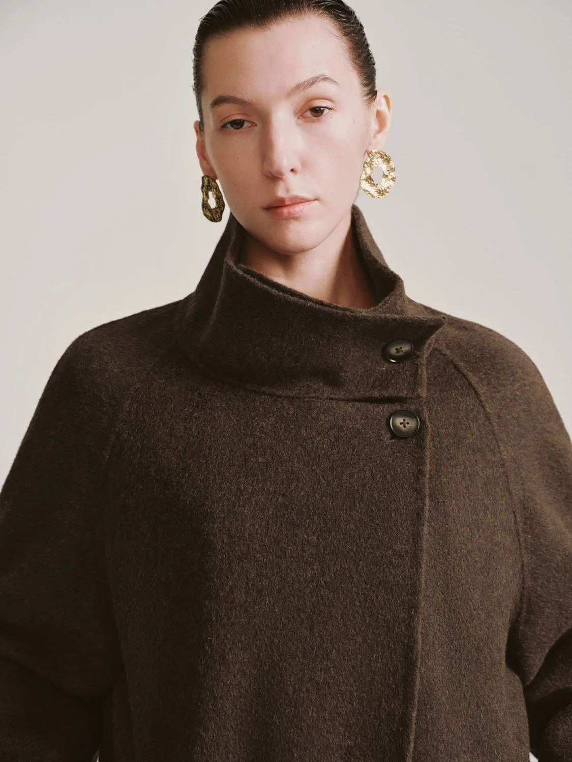 Wool Blend Oversize Funnel Neck Coats sold by Urban Revivo product image thumbnail 3