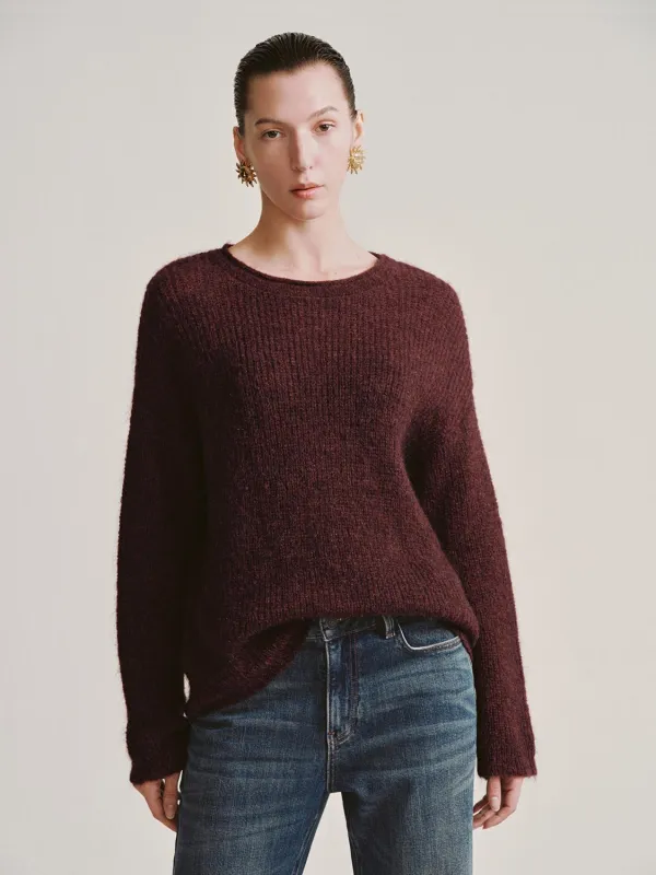 Wool Blend Boat Neck Long Sleeve Knitted T-Shirts sold by Urban Revivo