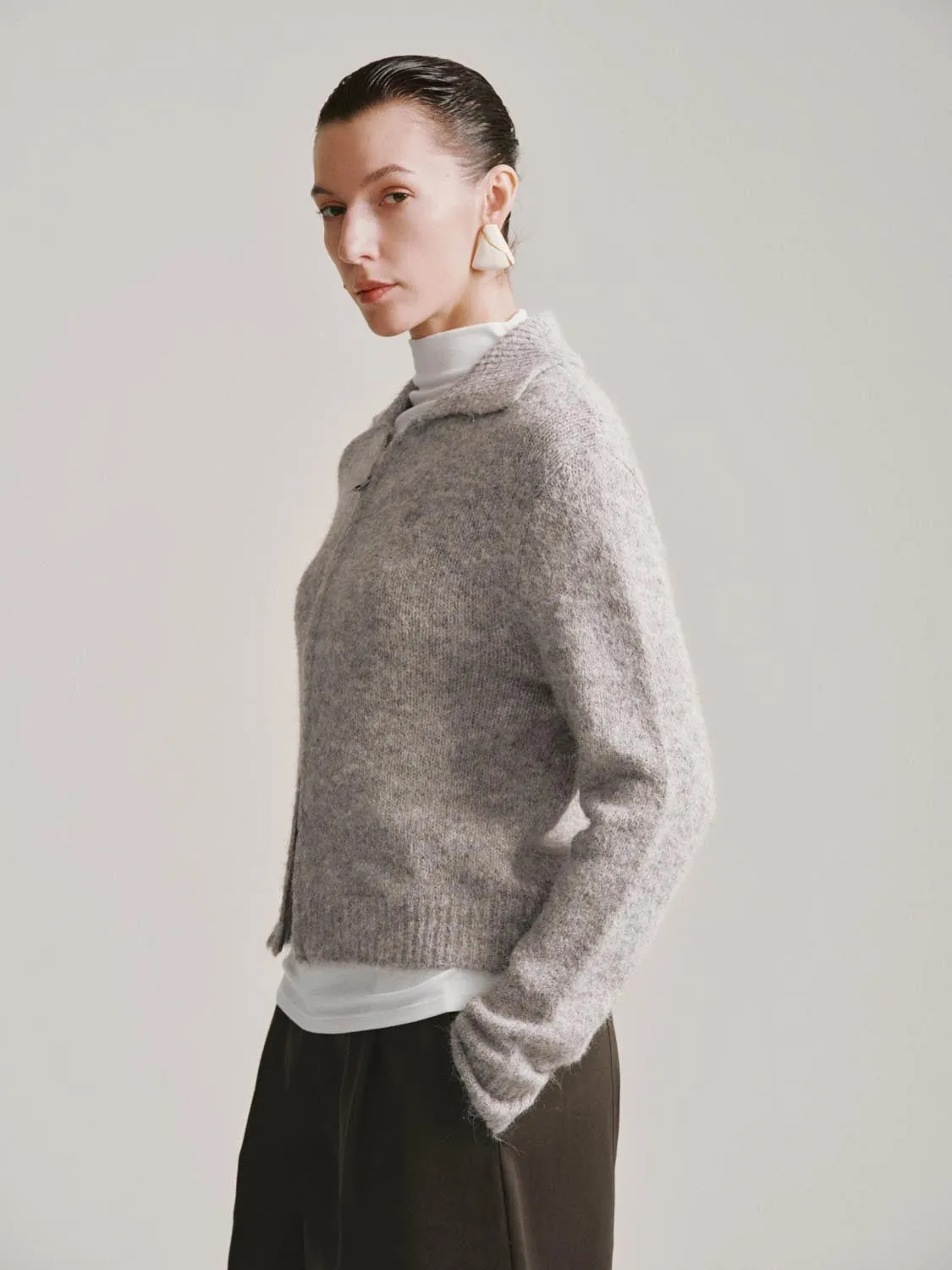 Collared Zip Up Knitted Cardigans sold by Urban Revivo product image thumbnail 2