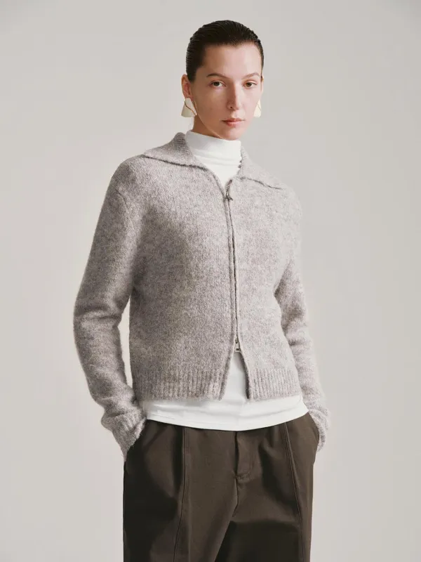 Collared Zip Up Knitted Cardigans sold by Urban Revivo