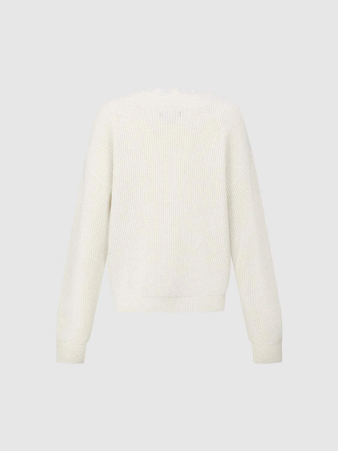 Lace Trim V-Neck Long Sleeve Knitted T-Shirts sold by Urban Revivo product image thumbnail 4