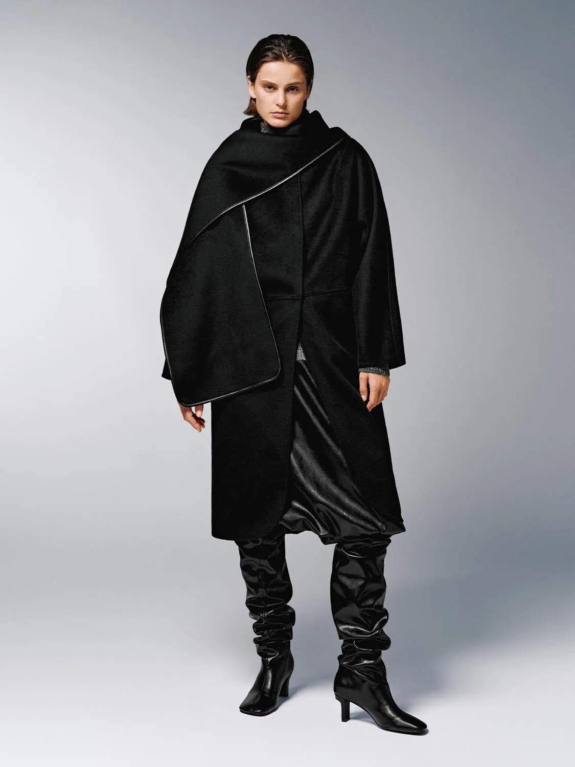 Wool Blend Crew Neck Oversize Scarf Coats sold by Urban Revivo