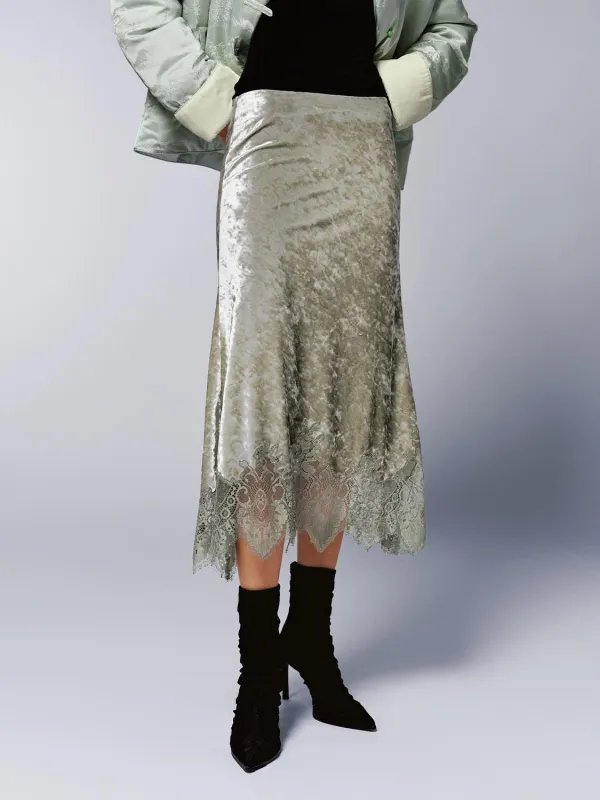 Lace Trim A-Line Midi Skirts sold by Urban Revivo